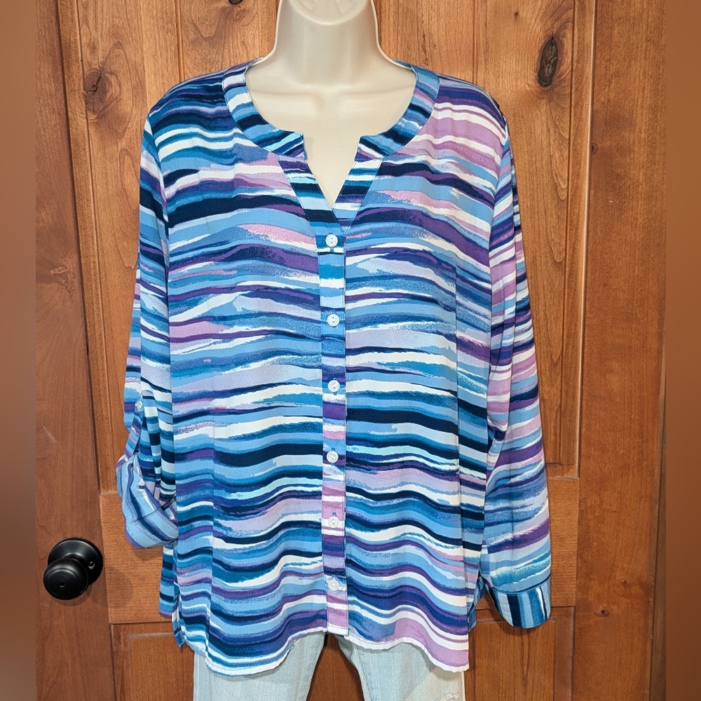 Bon Worth Pastel Striped Blouse